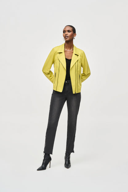 Foiled Knit Stretch Moto Jacket. Style JR243905