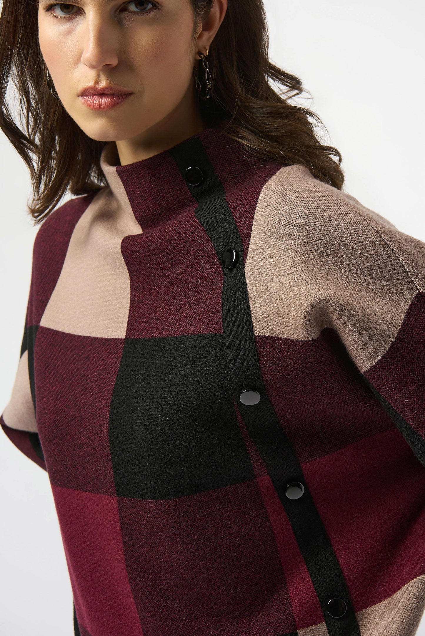 Plaid Jacquard Sweater Knit Top. Style JR243948