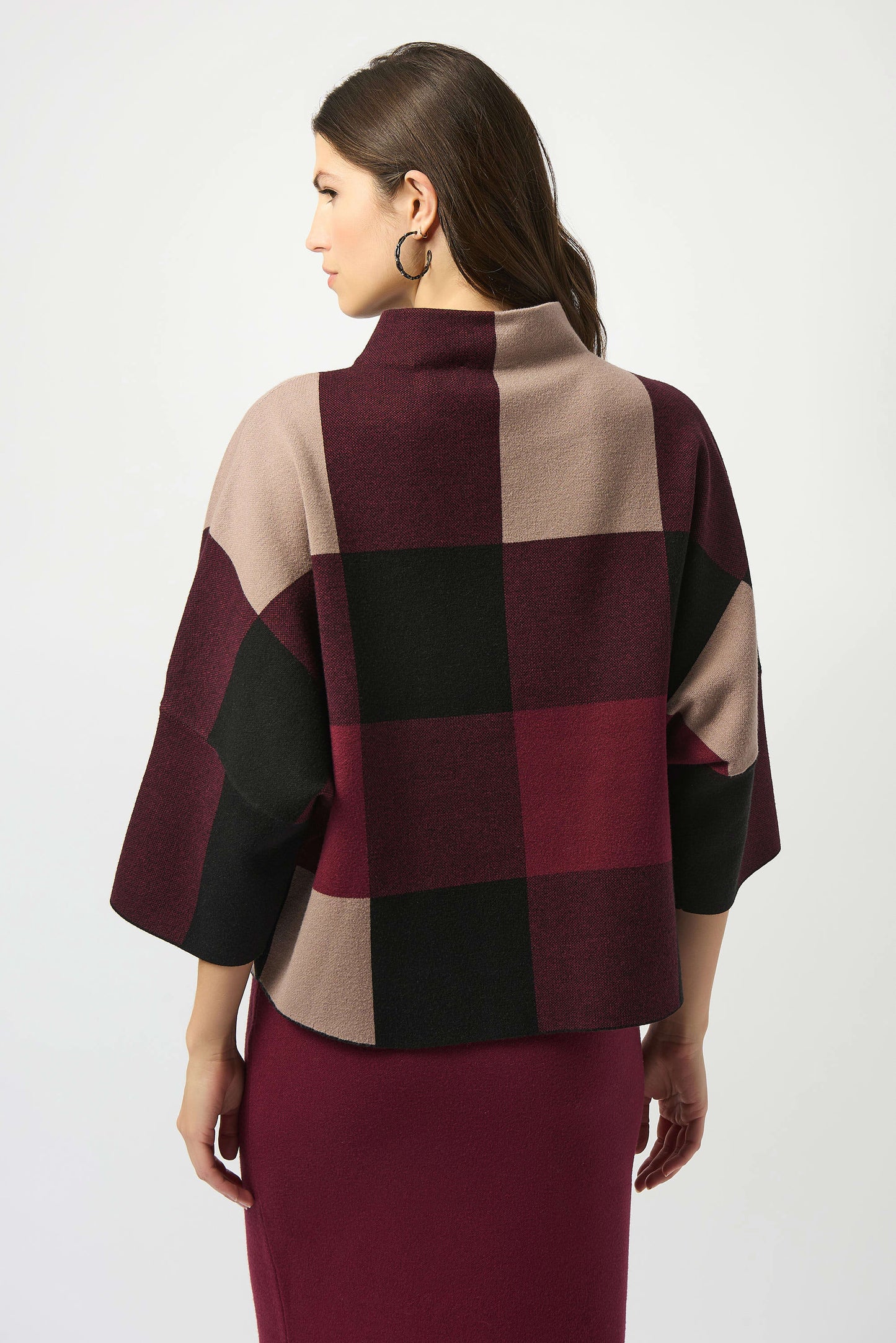 Plaid Jacquard Sweater Knit Top. Style JR243948