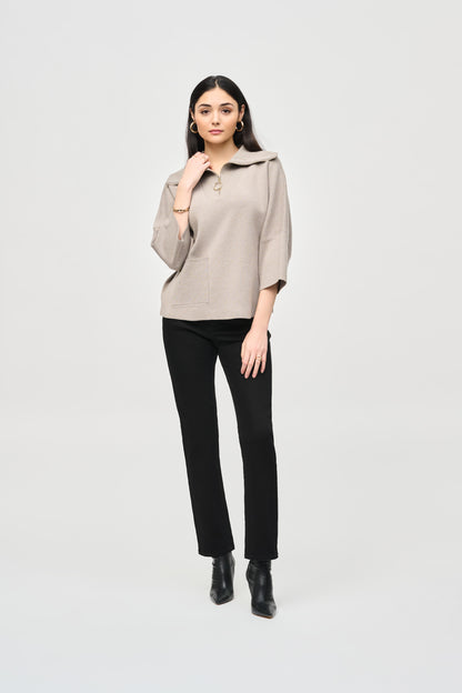 Jacquard 1/4 Zip High Collar Sweater. Style JR243954