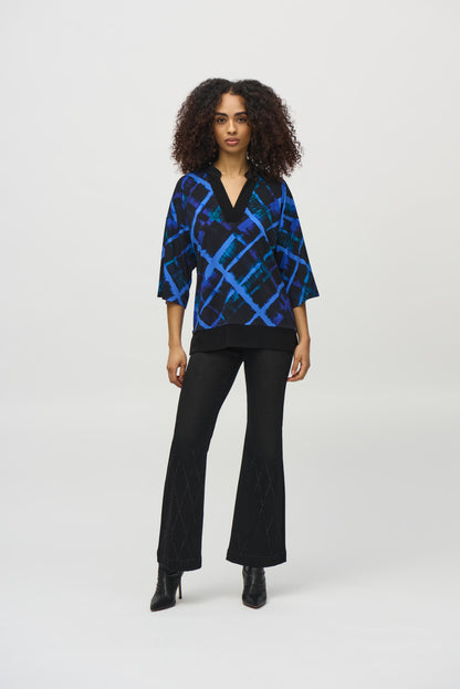 Silky Knit Abstract Print Boxy Top. Style JR244020