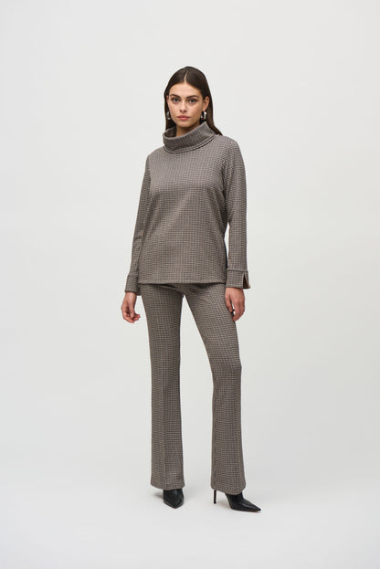 Jacquard Houndstooth Turtleneck Sweater. Style JR244074