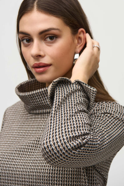 Jacquard Houndstooth Turtleneck Sweater. Style JR244074