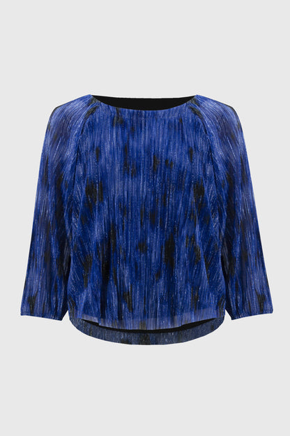 Pleated Knit Abstract Print Top. Style JR244105