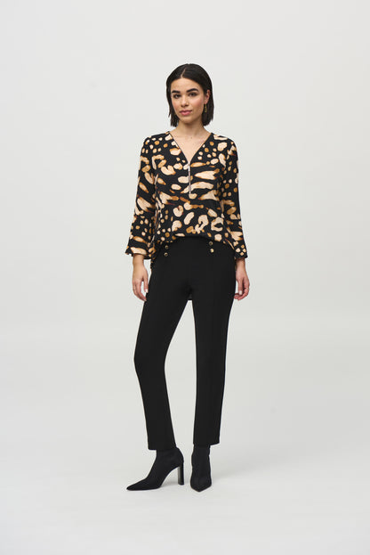 Animal Print Bell Sleeve Silky Knit Top. Style JR244176