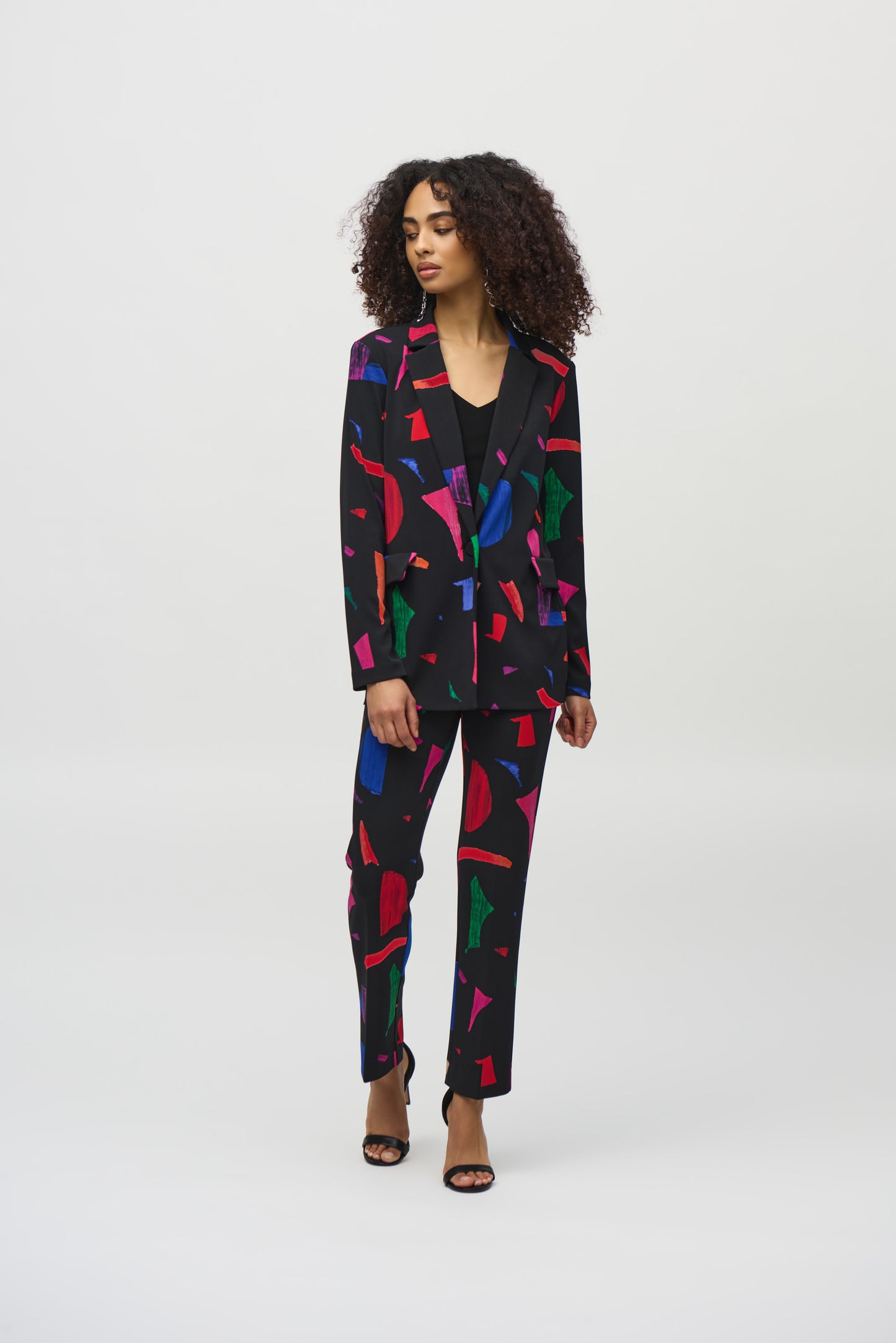 Silky Knit Abstract Print Blazer. Style JR244231