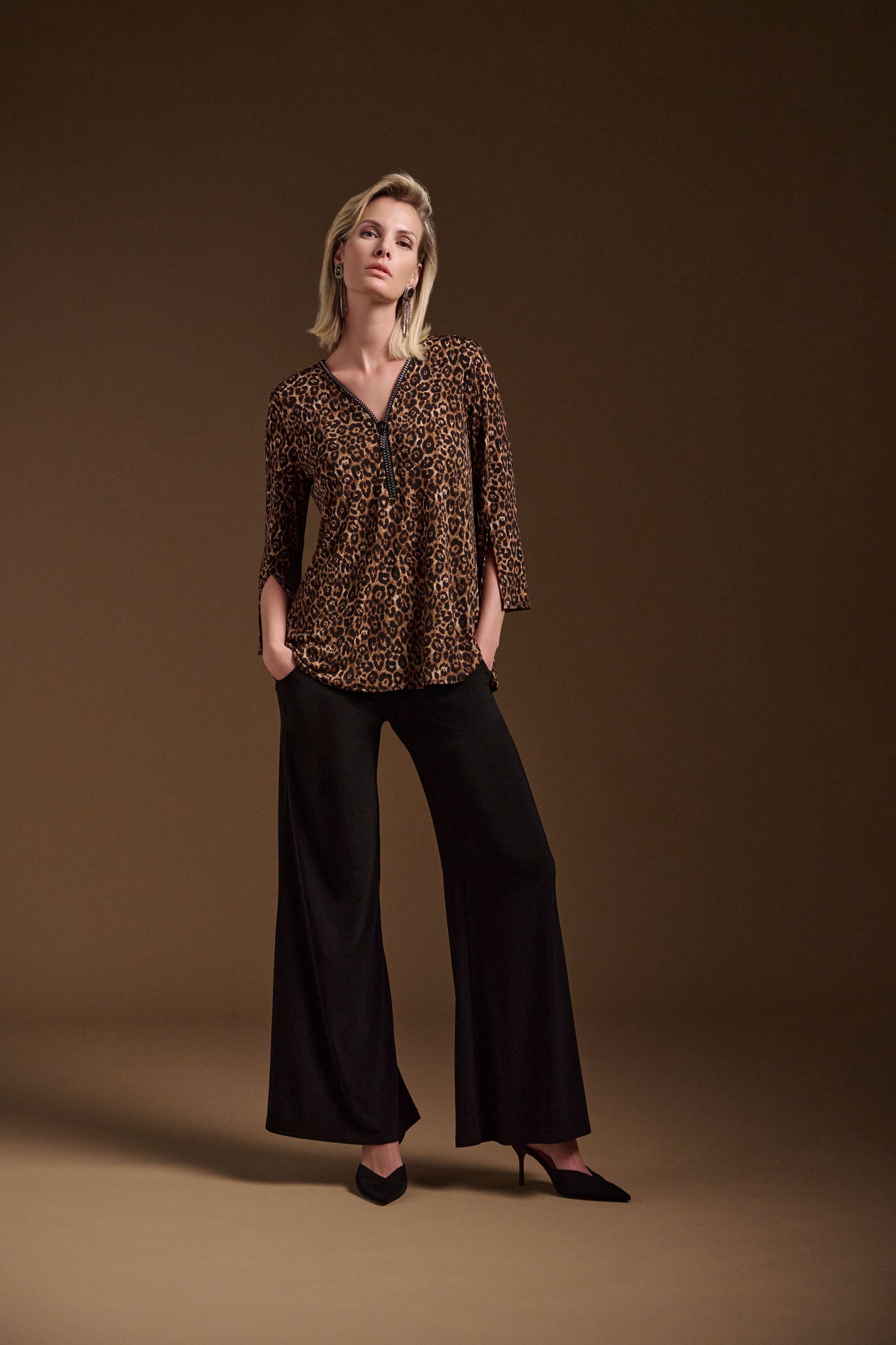 Silky Knit Animal Print Fit & Flare Tunic. Style JR244252