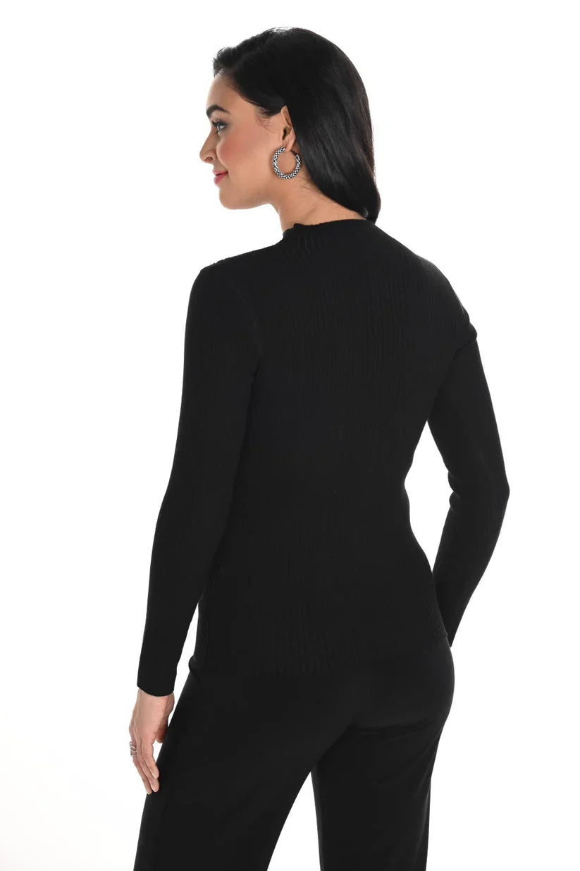 Mock Neck Rhinstone Detail Sweater. Style FL244615U