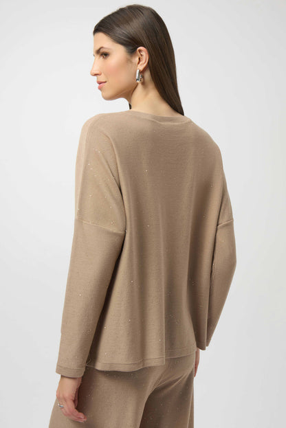 Sequined Sweater Knit Boxy Top. Style JR244921