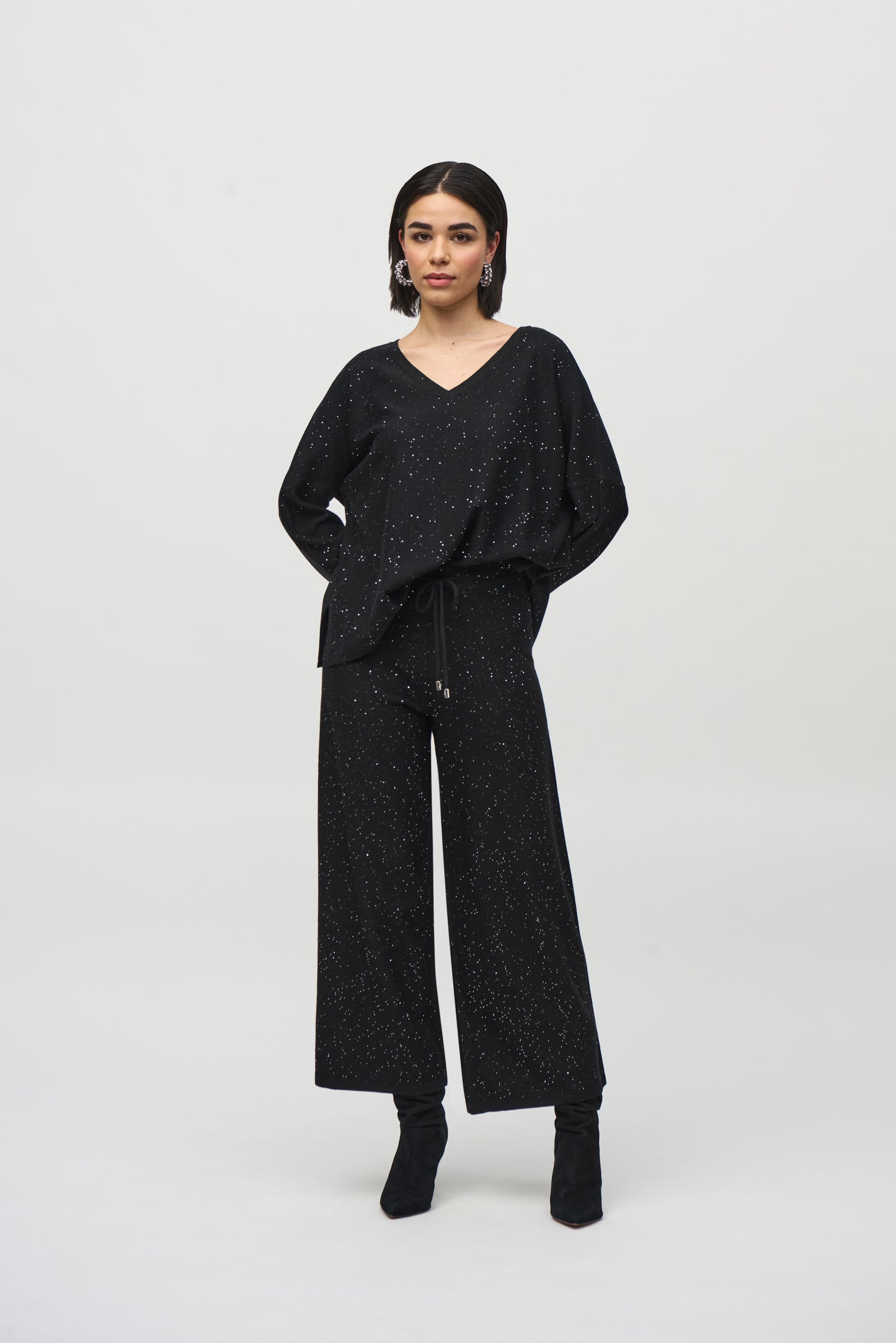 Sparkle Sweater Knit Culotte Pant. Style JR244922