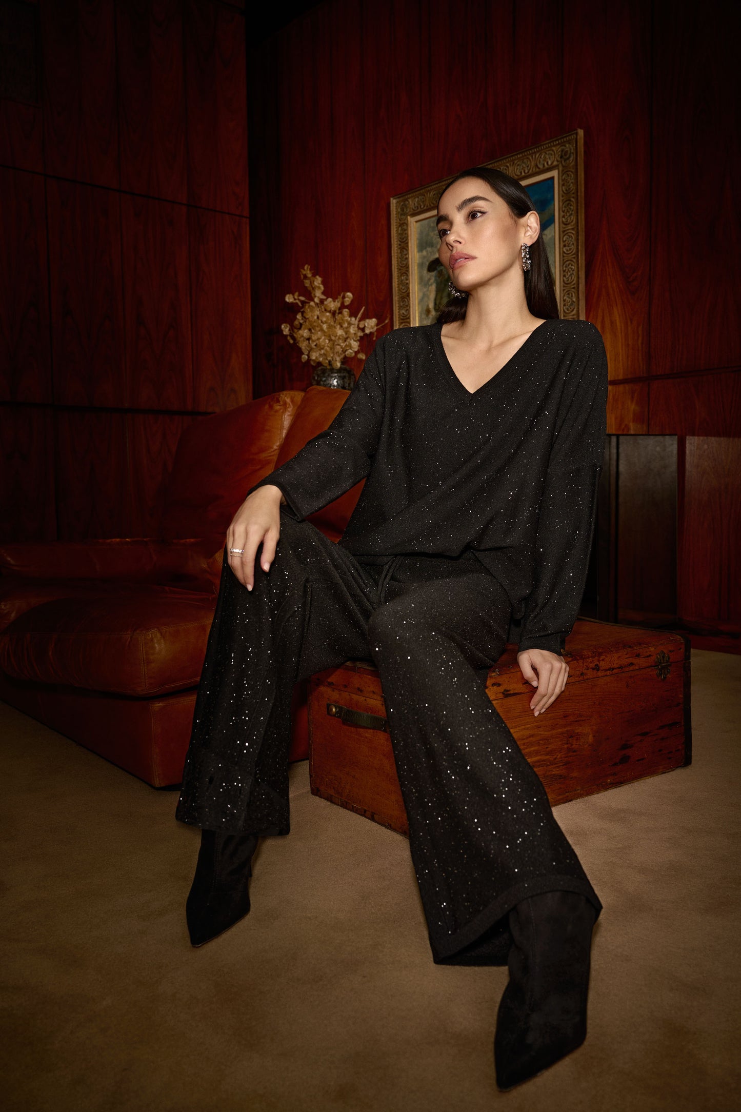 Sparkle Sweater Knit Culotte Pant. Style JR244922