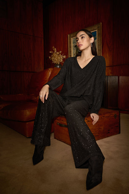 Sparkle Sweater Knit Culotte Pant. Style JR244922