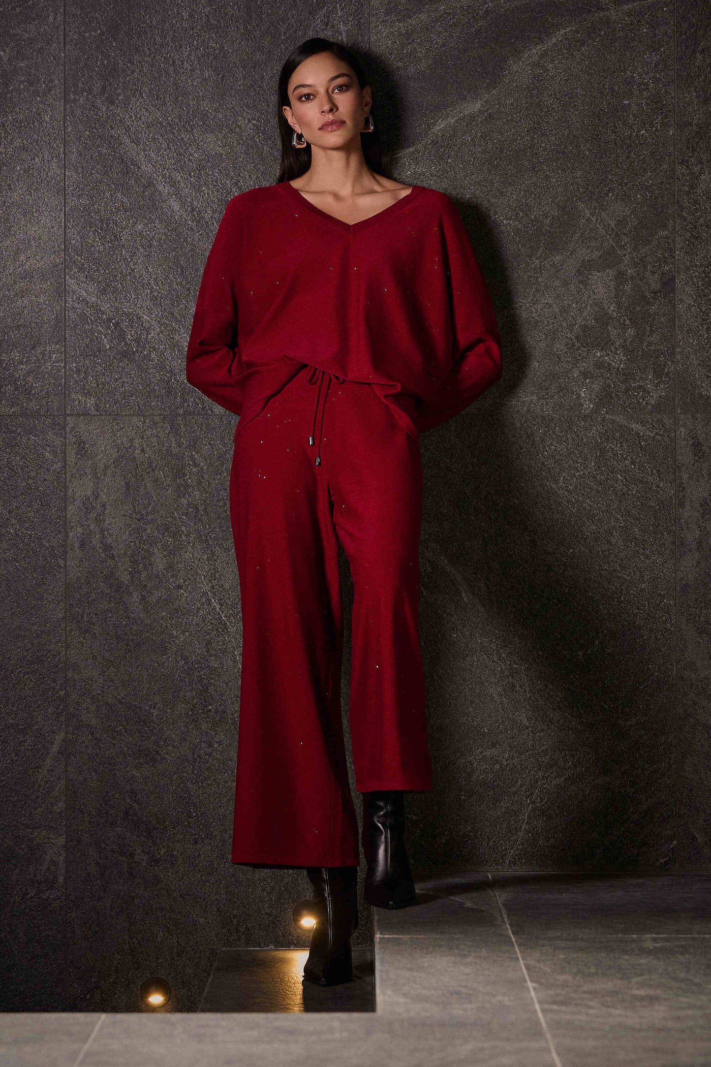 Sparkle Sweater Knit Culotte Pant. Style JR244922