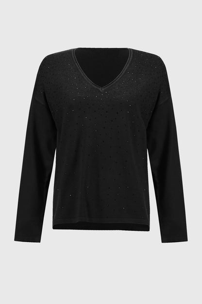 V-Neck Sparkle Knit Pullover. Style JR244923