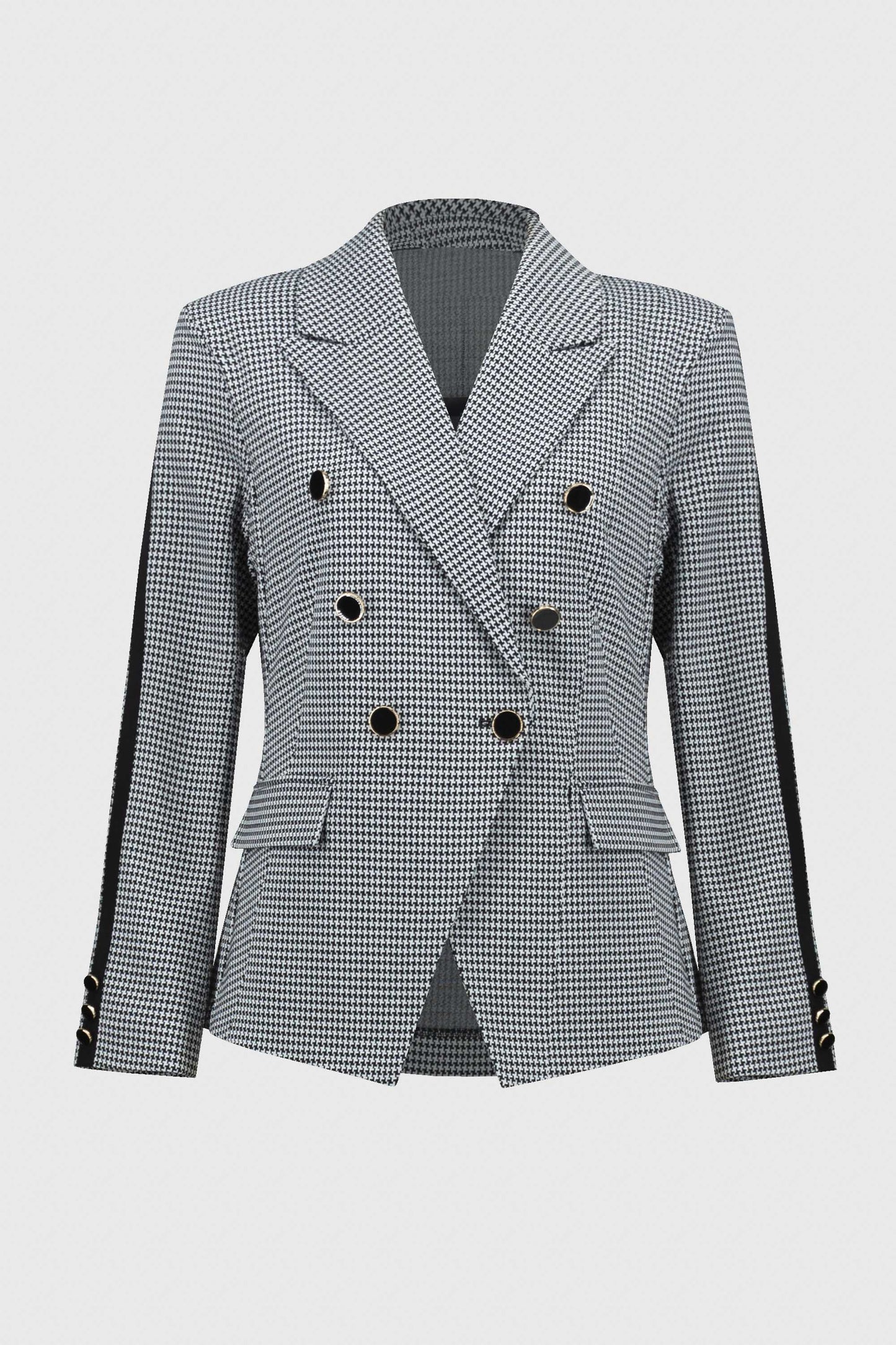 Houndstooth Jacquard Knit Fitted Blazer. Style JR244938