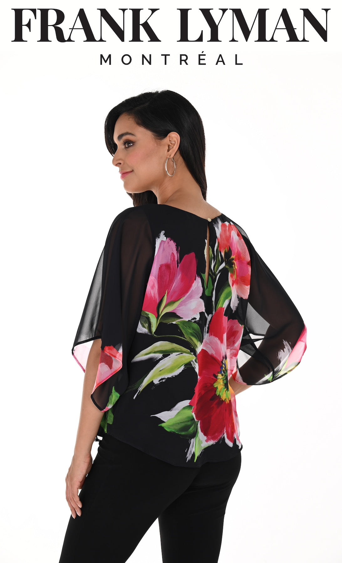 Floral Chiffon Overlay Top. Style FL246186