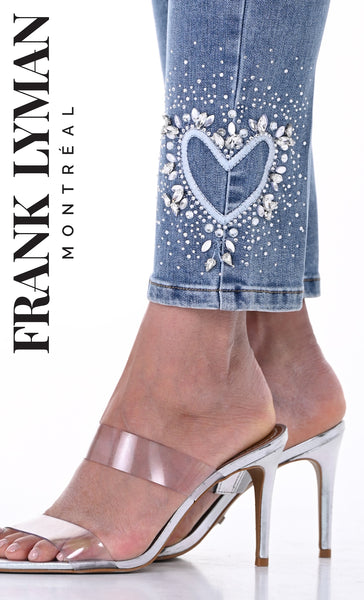 Heart Ankle Bling Skinny Jean. Style FL246205U