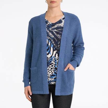 Ribbed Knit Open Front Cardigan. Style MI25002C