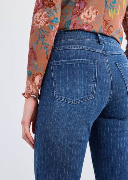 Olivia Pinstripe Straight Ankle Jean. Style FD2507779
