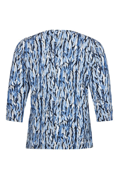 Blue Abstract Print Lightweight Top. Style SUN6784