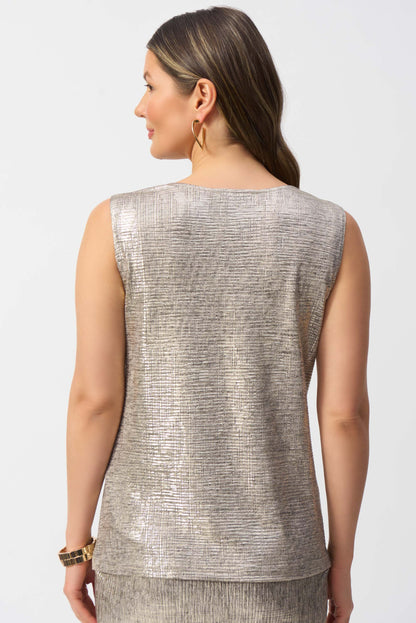 Foiled Melange Knit Sleeveless Top. Style JR251081