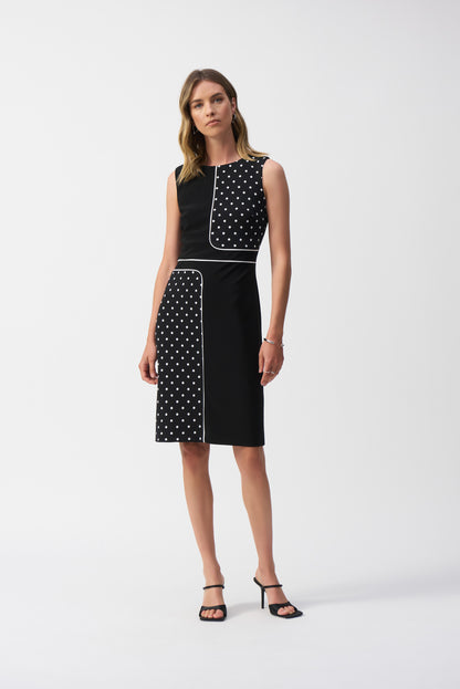 Sleeveless Dot Print Sheath Dress. Style JR251094