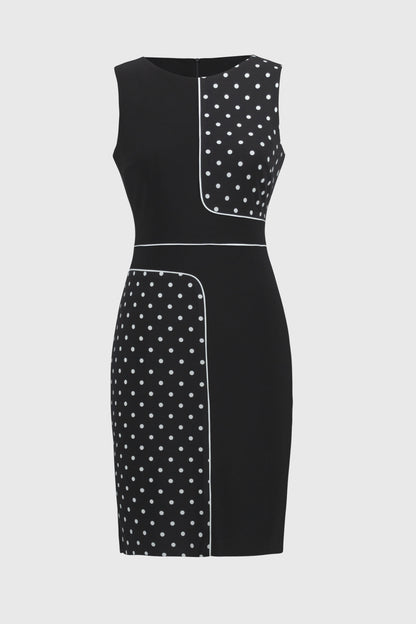 Sleeveless Dot Print Sheath Dress. Style JR251094