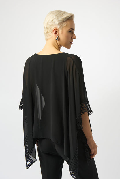 Chiffon & Silky Knit Poncho Top. Style JR251095