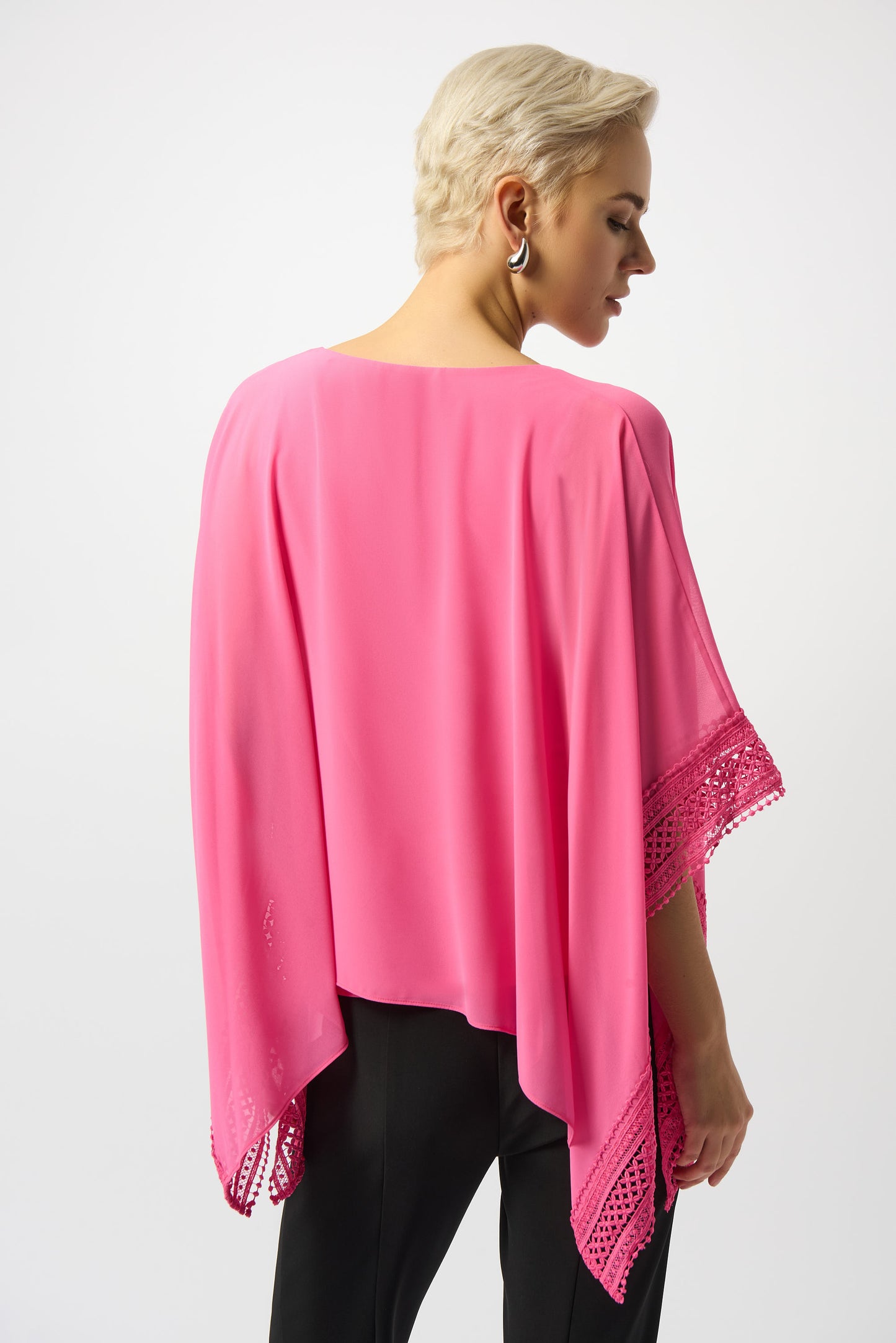 Chiffon & Silky Knit Poncho Top. Style JR251095