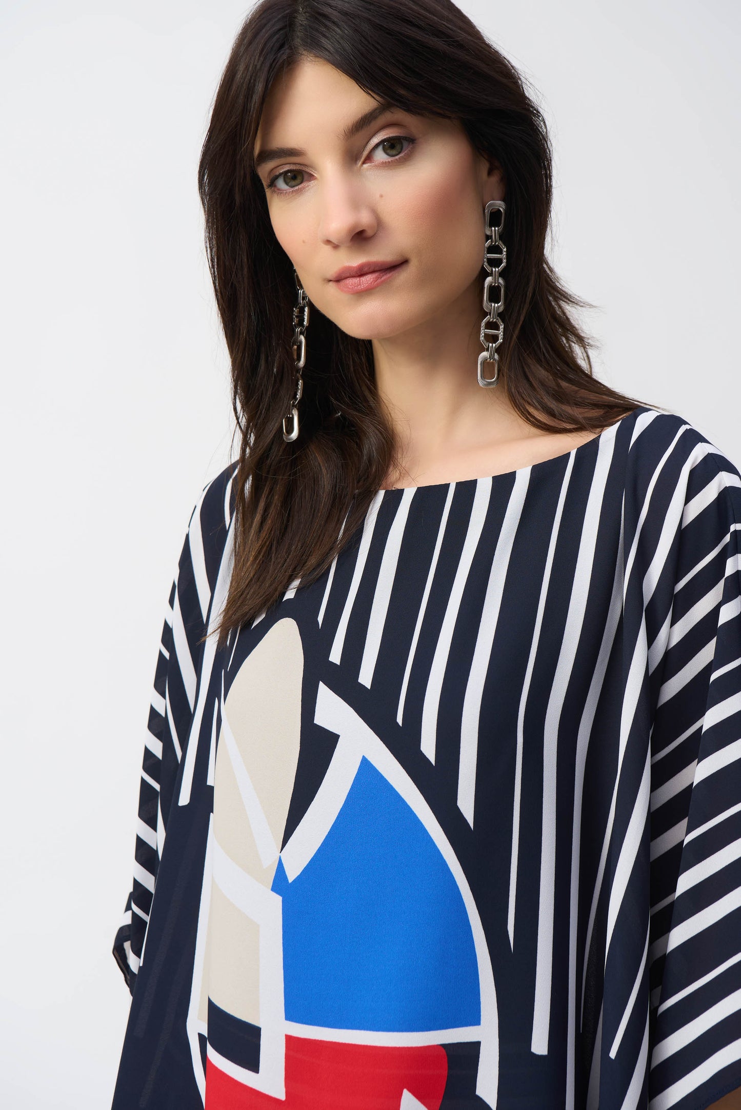 Georgette Abstract Print Poncho Top. Style JR251180