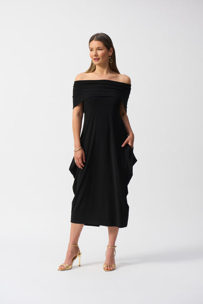 Silky Knit Off the Shoulder Cocoon Dress. Style JR251205