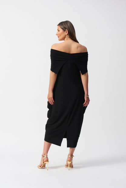 Silky Knit Off the Shoulder Cocoon Dress. Style JR251205