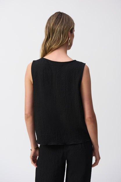 Seersucker Asymmetrical Sleeveless Top. Style JR251228