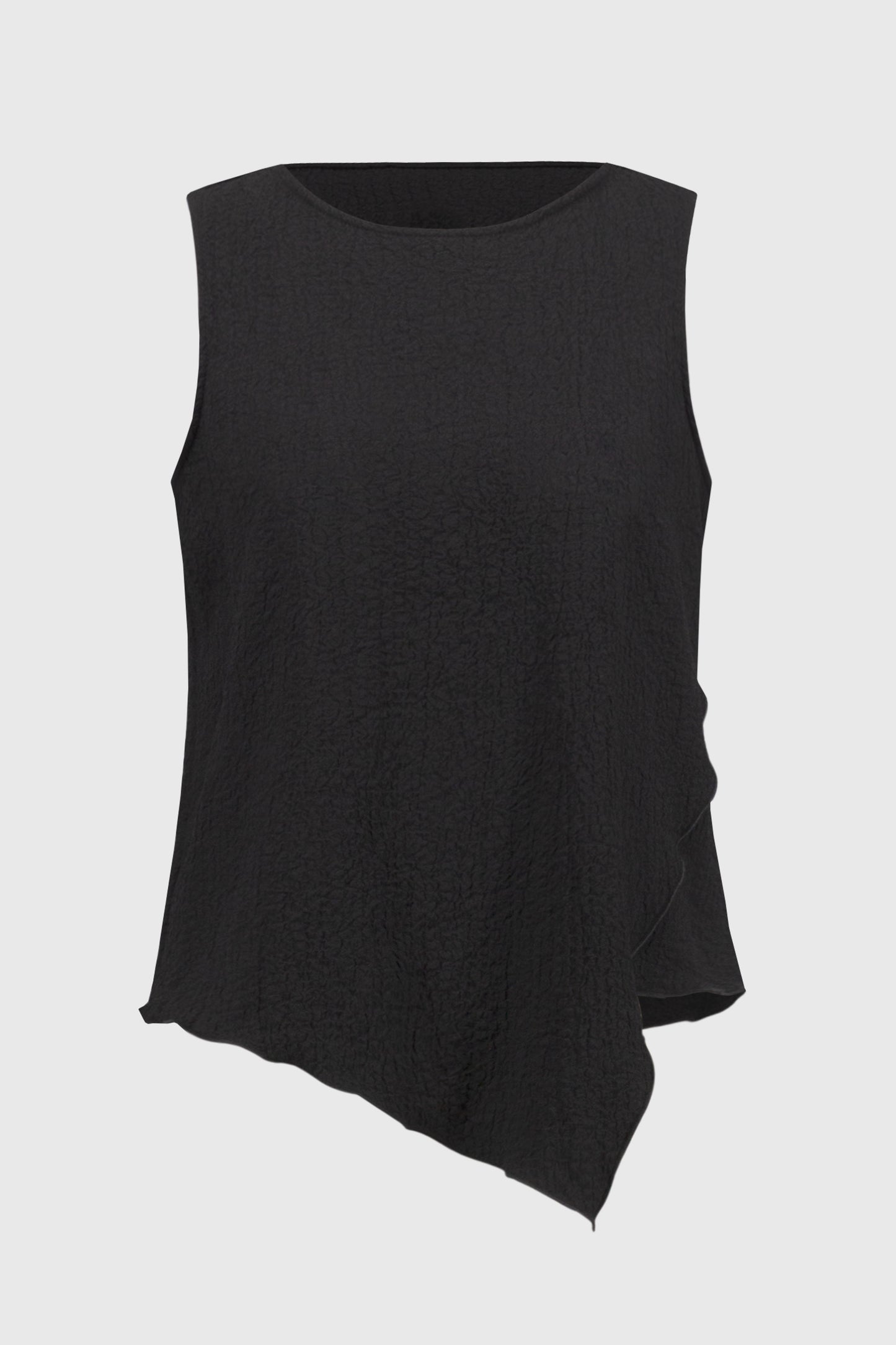 Seersucker Asymmetrical Sleeveless Top. Style JR251228