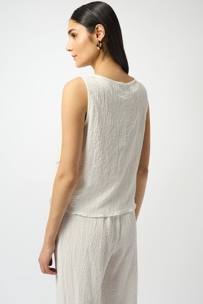 Seersucker Asymmetrical Sleeveless Top. Style JR251228