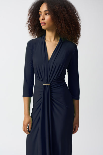 Silky Knit Draped Wrap Dress. Style JR251275