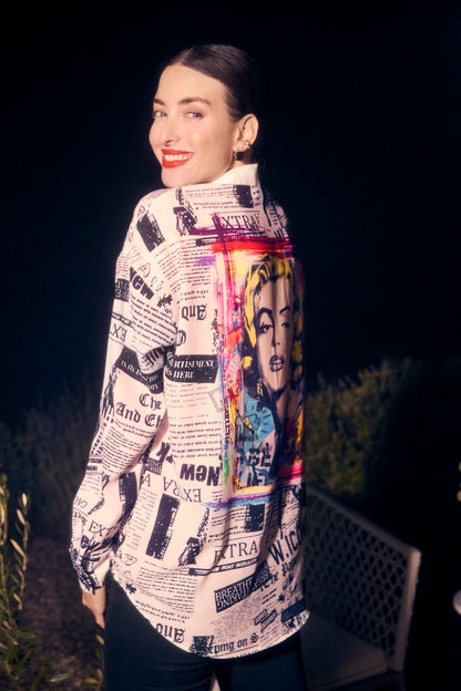 Buttoned Graphic Marilyn Monroe Print Shirt. Style FL251529