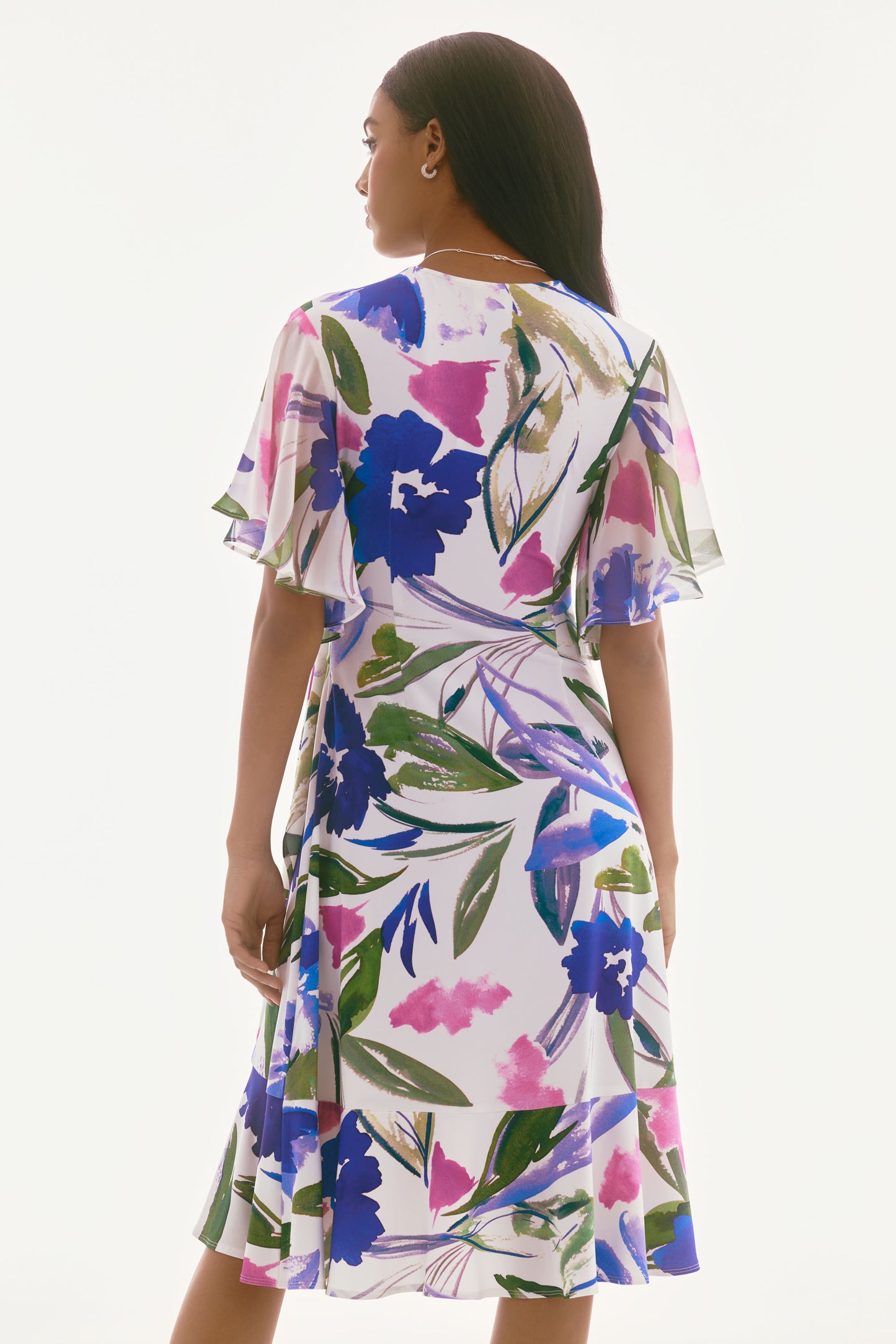 Flutter Sleeve Floral Wrap Dress. Style JR251707