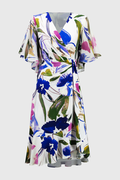 Flutter Sleeve Floral Wrap Dress. Style JR251707