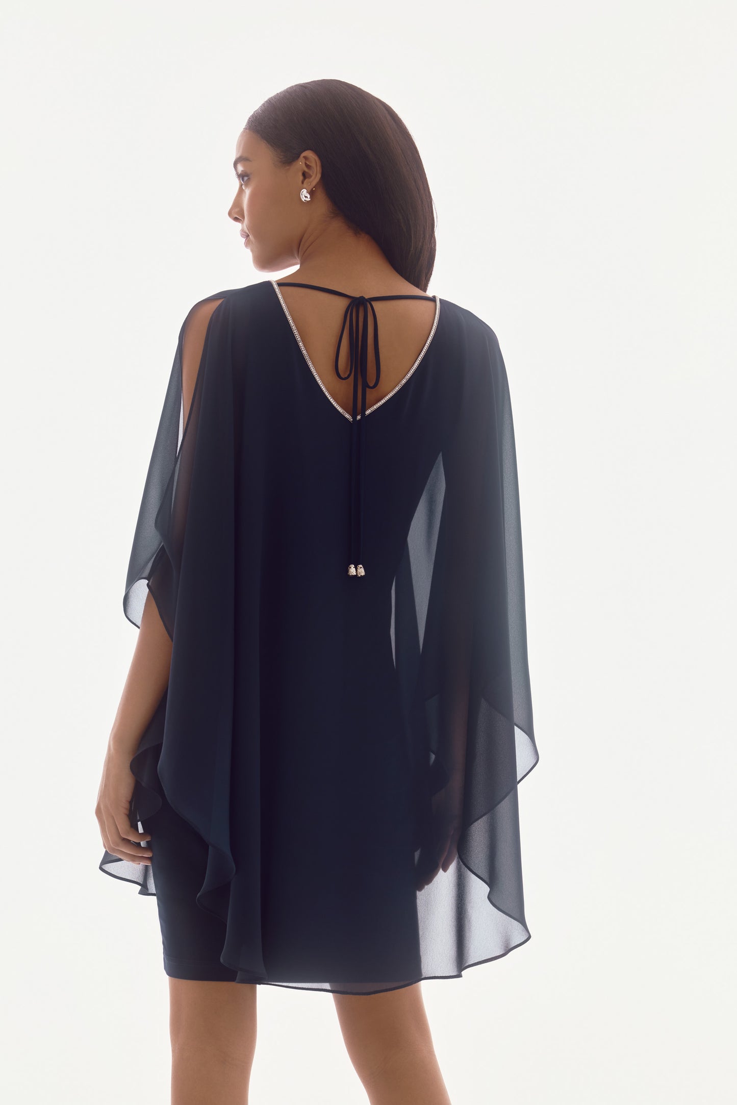 Chiffon & Silky Knit Layered Dress. Style JR251746