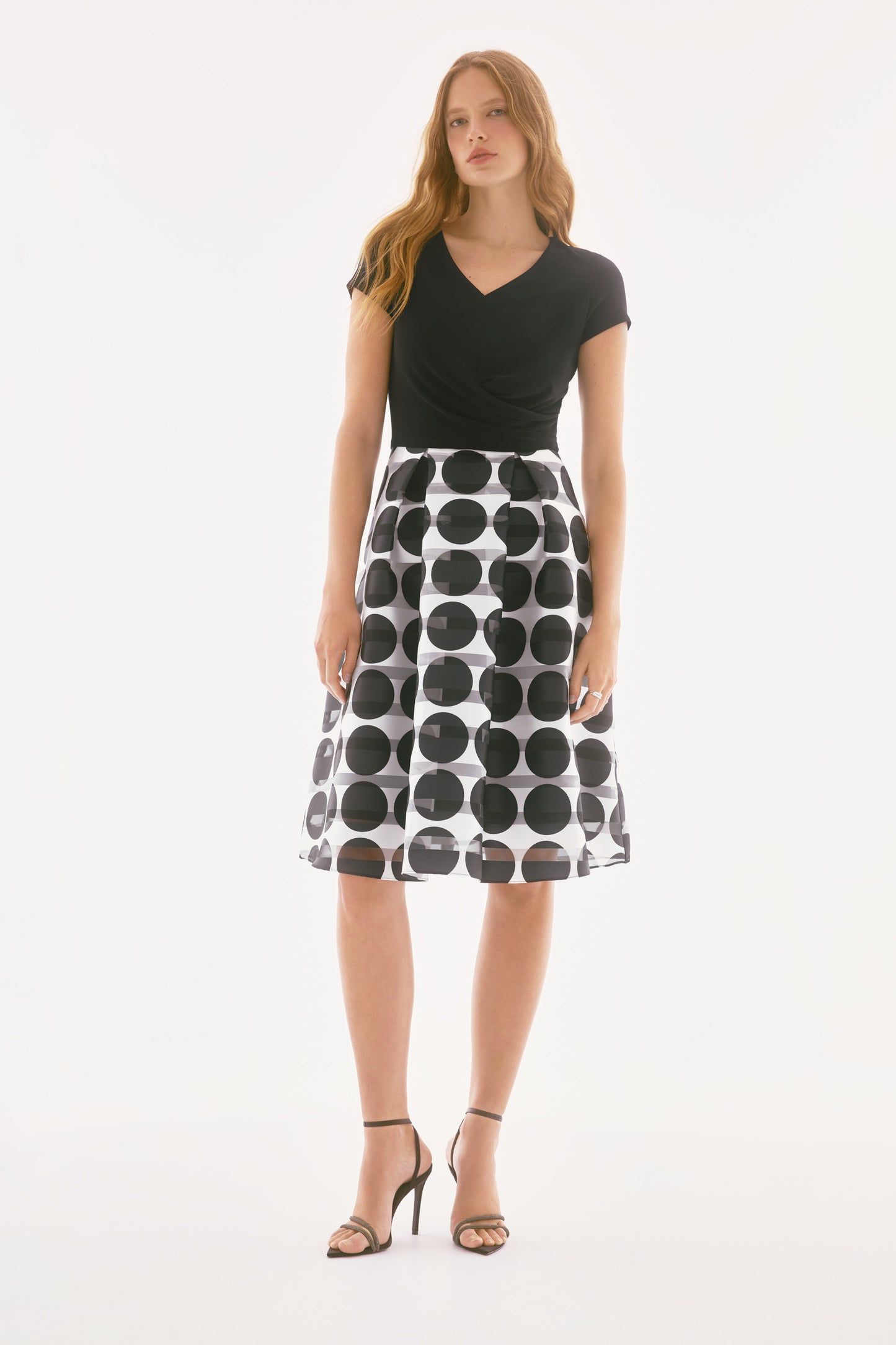 Silky Knit & Novelty Dot Full Skirt Dress. Style JR251754