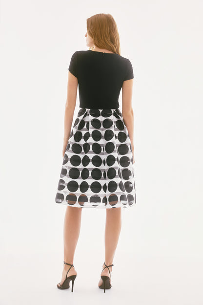 Silky Knit & Novelty Dot Full Skirt Dress. Style JR251754