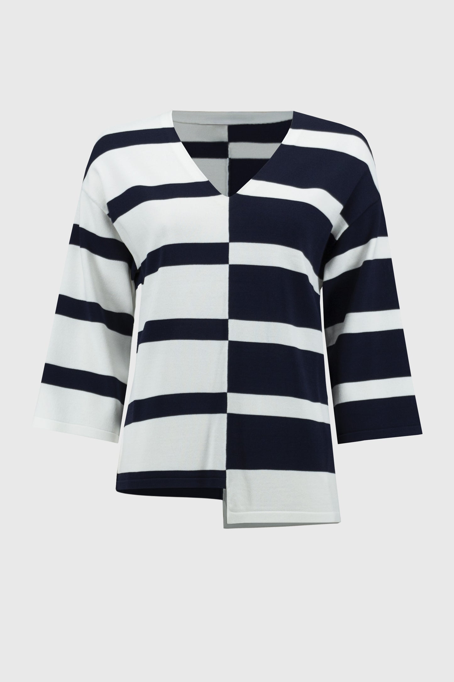 Striped Sweater Knit V-Neck Pullover. Style JR251914