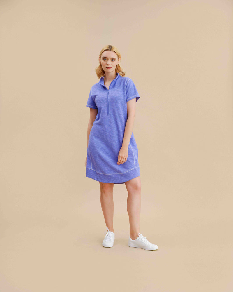 Mock Neck 1/4 Zip T-Shirt Dress. Style FS251D16