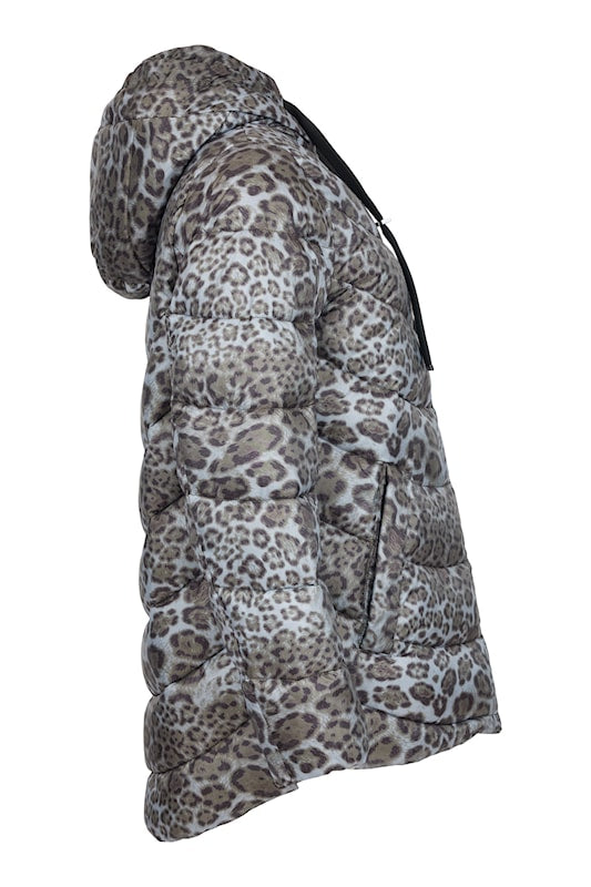 Printed Puffer Hooded Jacket. Style FR320