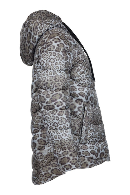 Printed Puffer Hooded Jacket. Style FR320