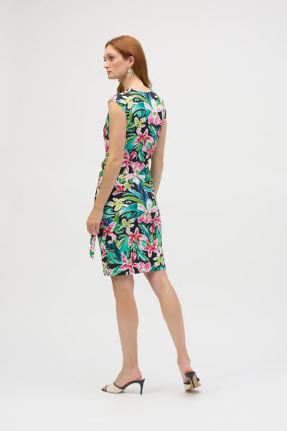 Silky Knit Tropical Print Sheath Dress. Style JR252079