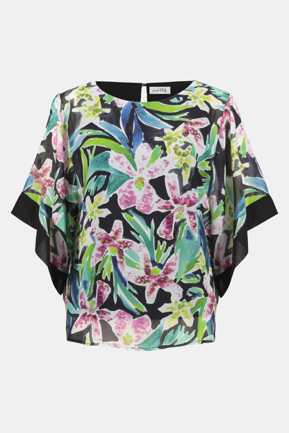 Chiffon Tropical Print Poncho Top. Style JR252126
