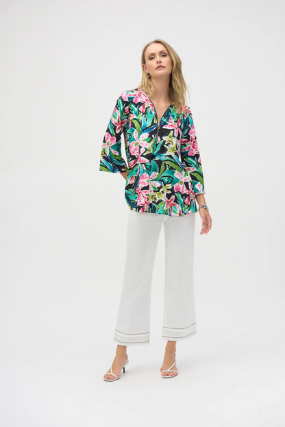 Silky Knit 1/4 Rhinestone Zip Top. Style JR252157