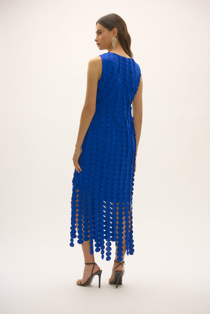 Circle Fringe Scuba Knit Sheath Dress. Style JR252712